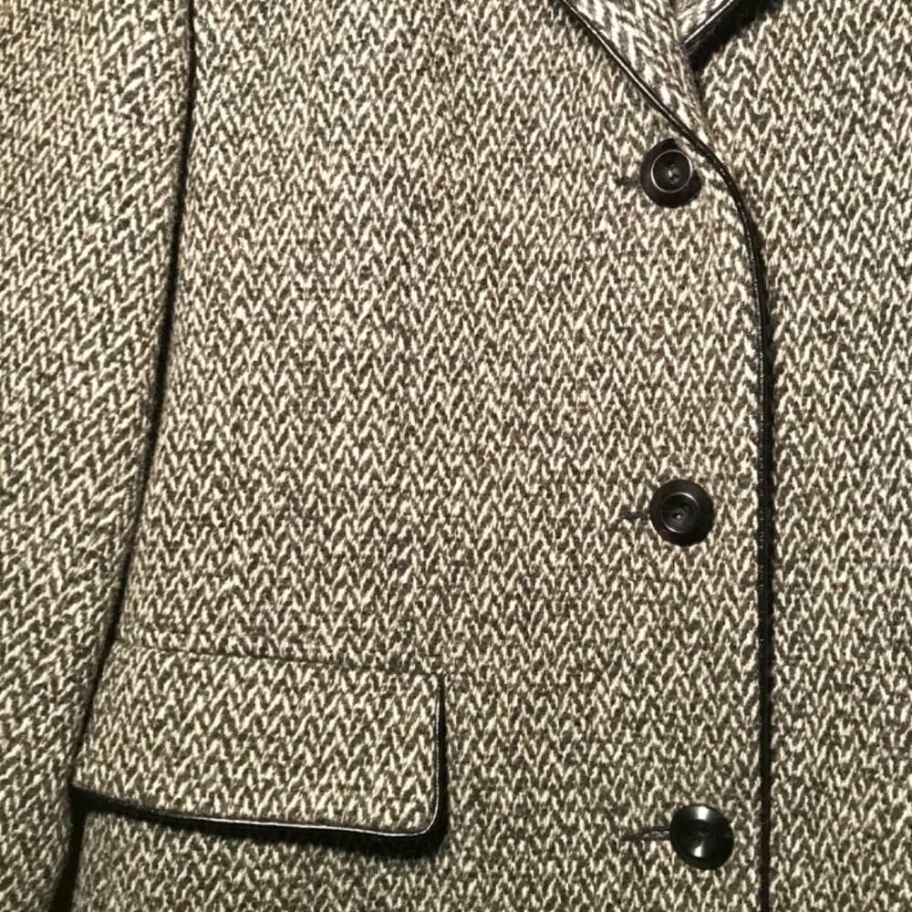 Mackintosh Vintage Wool Tweed Coat EcoChic Overcoat Gray Black Women’s Size 12 - Picture 2 of 16